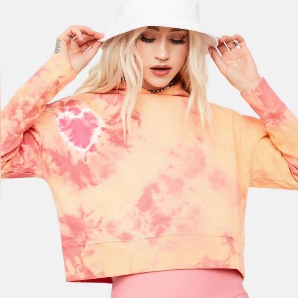 Frankie's Bikinis Burl Heart Sweatshirt in Sherbet Tie Dye